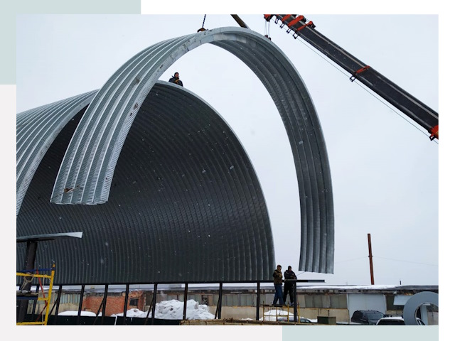 Полукруглые ангары в Курчатове